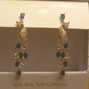 EYECANDY Peacock Earrings